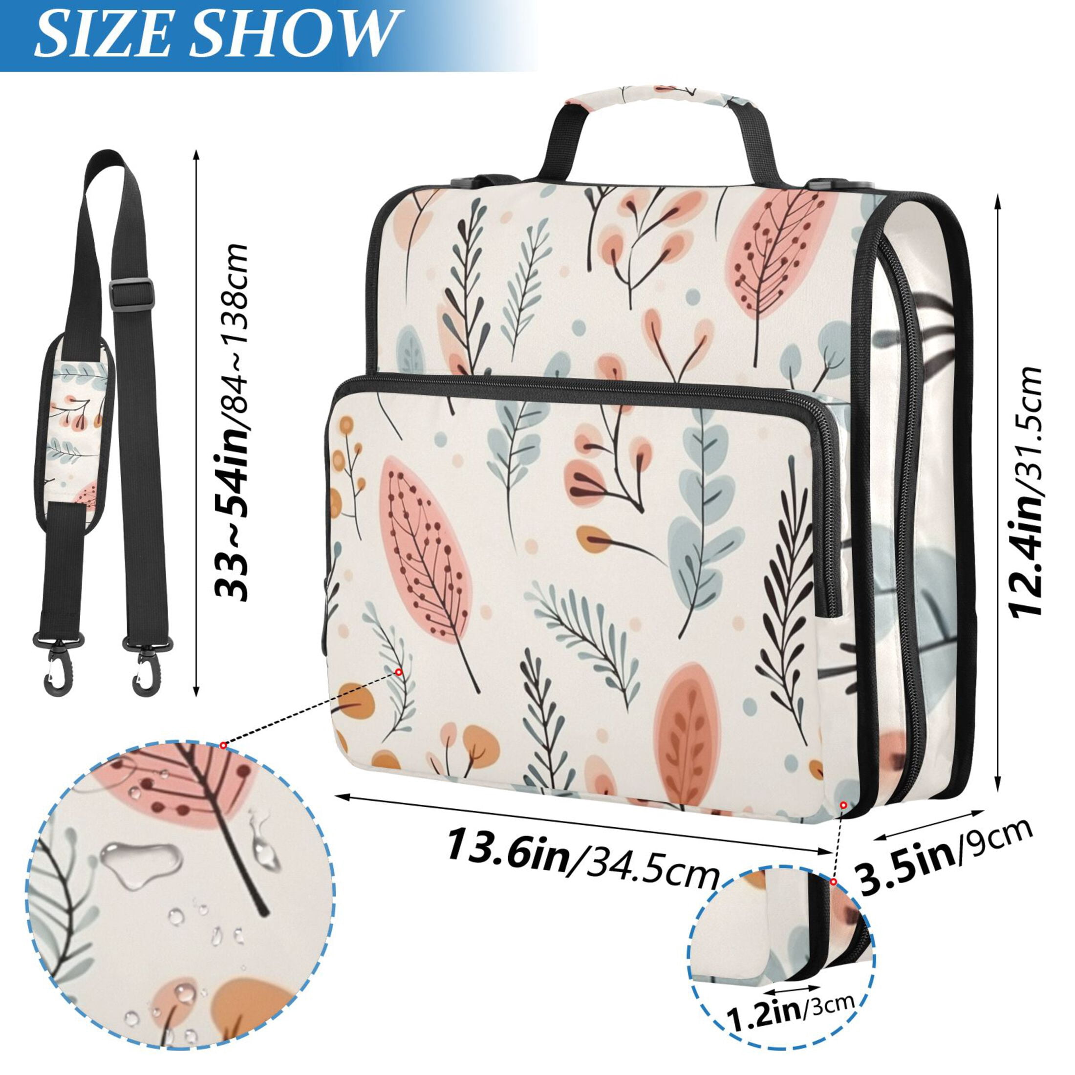 ALAZA Zipper Binder Leaves 3 Ring Trapper Keeper File Folder Organizer Bag