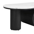 thumbnail image 5 of Oval Coffee Table with Drawer, 47.24" Modern Coffee Table with Bottom Shelf and Adjustable Feet, Accent Center Table for Living Room, Apartment, Office, Black and White, 5 of 6