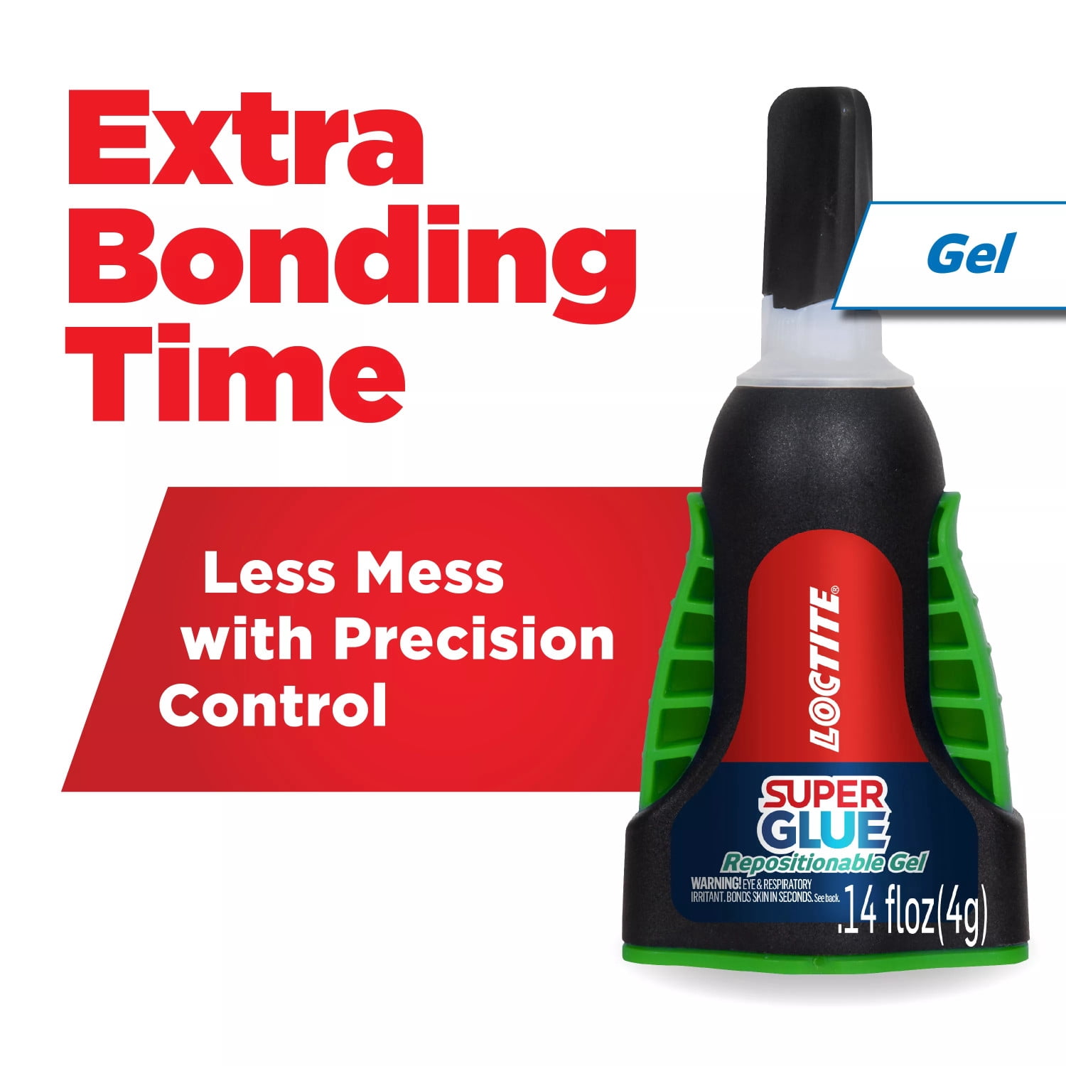 (4 pack) Loctite Super Glue Extra Time Control, Pack of 1, Clear 0.14 fl oz Bottle