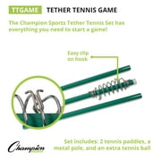 Champion Sports TTGAME Tetherball Tennis: Swingball Outdoor Lawn Game for Kids, Adults, and Families - Backyard Tether Kit with Tennis Ball and Paddle Set
