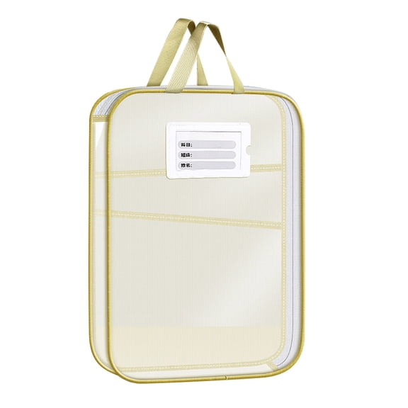 OIUR Mesh Zipper Pouch File Bag A4 Letter Size 3-Layer Transparent File Bag with Handle Document Organizer for School Travel Office