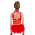 thumbnail image 2 of Manyakai Combinaison de Danse Ballet Moderne Jazz Latin Sans Manches en Plumes et Tulle pour Filles Rouge 10, 2 of 6