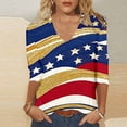 thumbnail image 7 of July 4th Outfits Women 3/4 Sleeve V Neck Patriotic T-Shirts Stars Striped Print Festive Casual Tunic Tops (3XL, Multicolor), 7 of 7