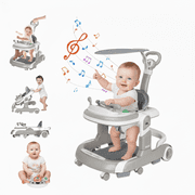 YUCHANG 4 in 1 Baby Walker with Wheels,Push Walker With Music Activity,Foldable and Height Adjustable