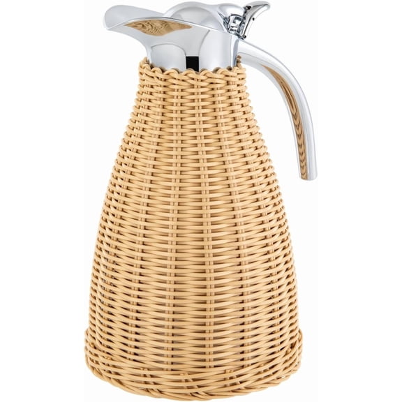 Stainless Steel Coffee Thermal Carafe, 50 Oz/1.5 L Woven Rattan Insulated Coffee Carafe Double Walled Vacuum Insualted