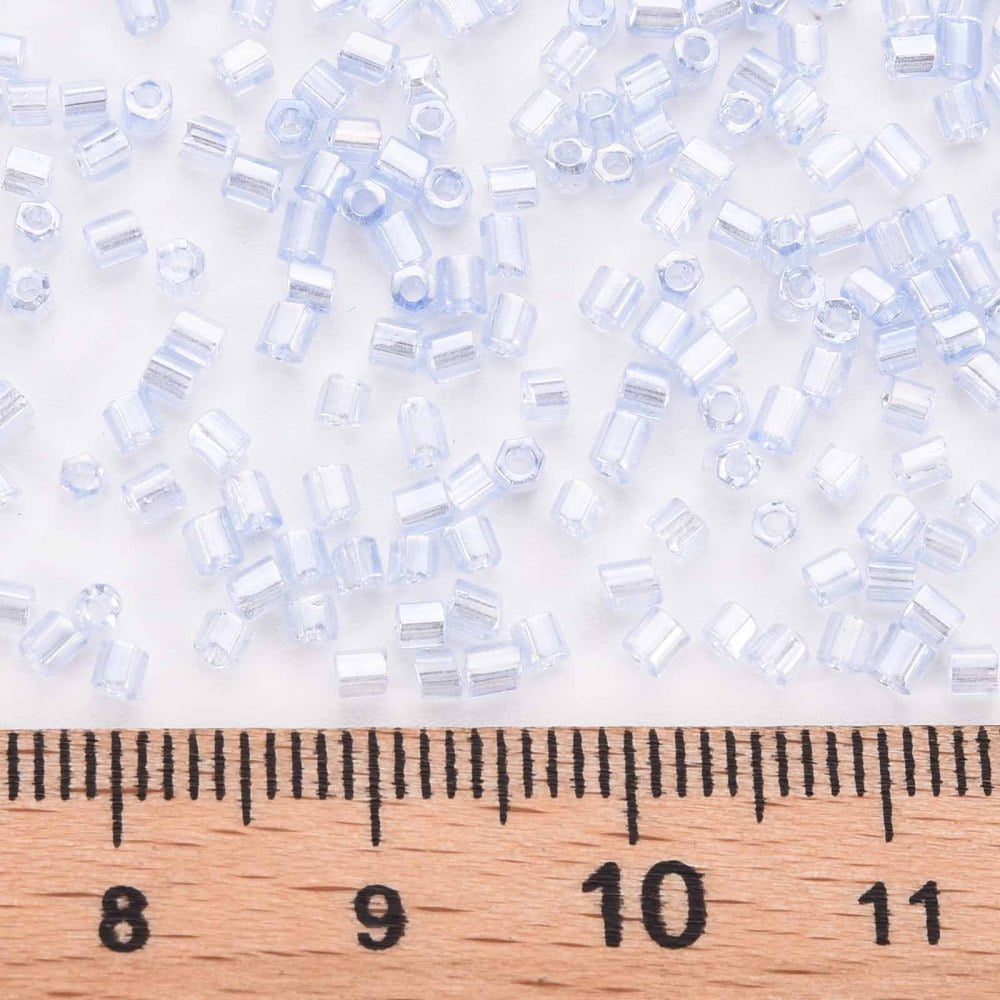 Glass Bugle Beads Transparent Colours Luster Light Steel Blue 2.5~3x2mm Hole: 0.9mm 15000pcs/pound