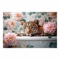thumbnail image 2 of Mudket Leopard in Bathtub Canvas Wall Art, Framed Cheetah Print Bathroom Wall Decor, Cute Floral Animal Wall Art for Home, Ready to Hang - 12"L x 8"W, 2 of 10