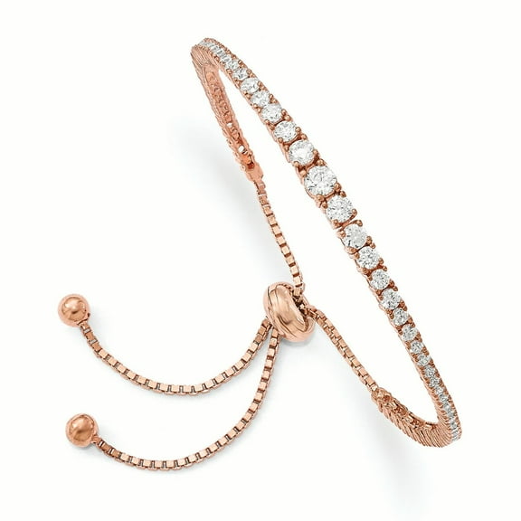 Primal Silver Sterling Silver Rose-tone Cubic Zirconia 5-9 Inch Adjustable Bracelet