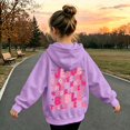 thumbnail image 2 of Luvior Girls Purple Hooded Sweatshirt Fleece Pullover Hoodie With Kangaroo Pocket Casual Fall Winter, 2 of 5