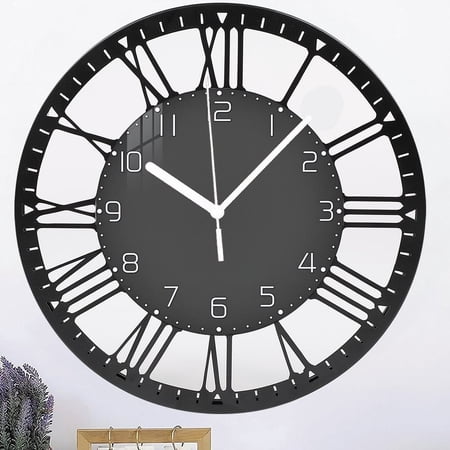 Iron Modern Minimalist- Wall Clocks Battery Operated 10 Inch Analog Dark Grey Wall Clocks for Living Room Round Silent Wall Clock Non Ticking Style 10×10inch(25×25cm)