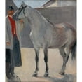 thumbnail image 2 of Jozef Hanula 15x17 Black Ornate Wood Framed Double Matted Museum Art Print Titled - Study of a Grey Horse with a Coachman (1895), 2 of 5