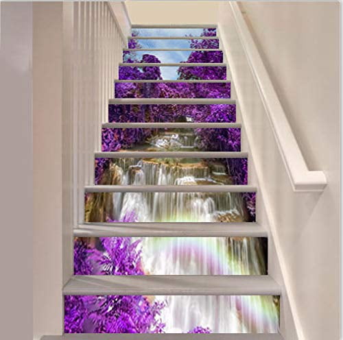 3D Waterfall Purple Flower Self-adhesive Staircase Stickers Stair Riser Stickers 3D Waterfall Purple Flower Self-adhesive Staircase Stickers Stair Riser Stickers