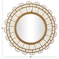 thumbnail image 4 of DecMode 35" x 35" Brown Handmade Woven Floral Wall Mirror with Beaded Accents, 4 of 12