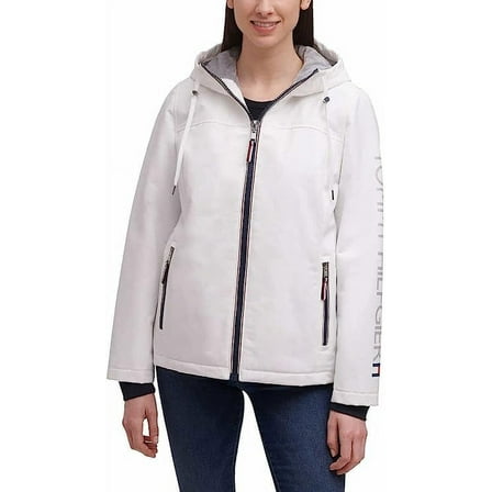 Tommy Hilfiger Women's Heavyweight Softshell Hooded Jacket (White, X-Large)