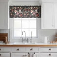 thumbnail image 3 of Watercolor Flowers Valance Curtains for Kitchen/Living Room/Bathroom/Bedroom Window, Rod Pocket Small Topper Half Short Window Curtains Voile Sheer Scarf, Farmhouse Floral Vintage Black 42"x12", 3 of 8