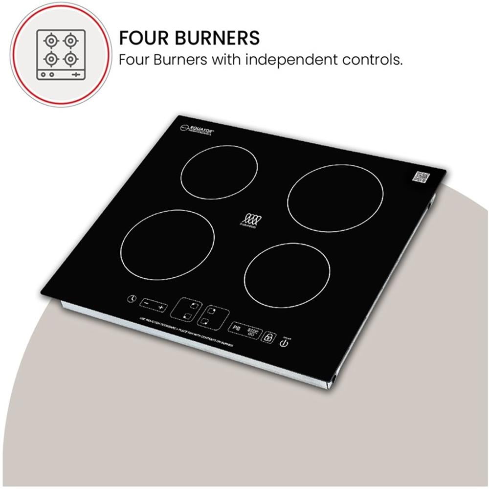 Pemberly Row Metal 24" Built-in Induction Cooktop 4 Burner in Black