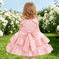 thumbnail image 5 of JAJAHO Flower Girl Satin Dress With Bow Design Sleeveless Mesh Layered Puffy Wedding Birthdary Gown 6M-3Y, 5 of 8