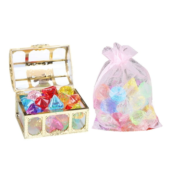 BESTSKY Pirate Treasure Chest with Gemstones & Storage Bag - Kids Party Favors