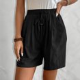 thumbnail image 4 of PNTUTB Women's Solid Color Breathable Elastic Waist Drawstring Casual Comfortable Shorts with Pockets, 4 of 6