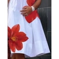 thumbnail image 3 of Women'S Floral Summer Dresses Short Sleeve V Neck Flowy A-Line Tiered Midi Dress Boho Beach Dress Red L, 3 of 5