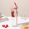 thumbnail image 1 of Vaso portátil de plástico con tapa y pajita, 24 oz, transparente, plegable, con pajita, reutilizable, con filtro de limón, color rosa, 1 of 8
