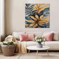 thumbnail image 5 of Navy Blue Brown Wall Art Painting on Canvas, Tropical Palm Leaves Vintage Canvas Art Home Prints Wall Art Framed Modern Artwork for Living Room Bedroom Wall Decor 8x8in, 5 of 9