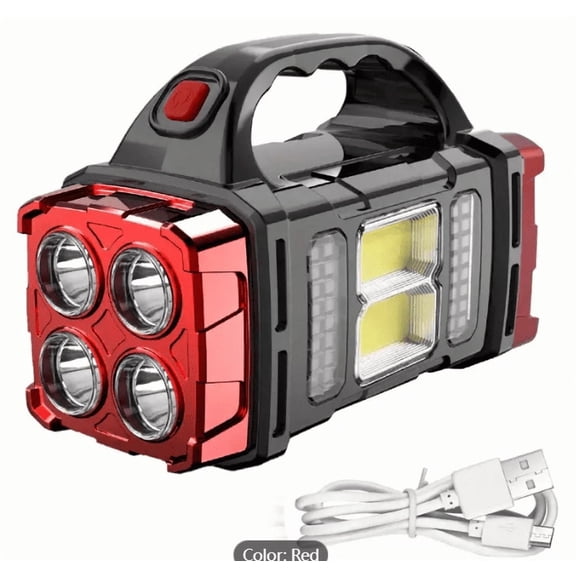 Solar Camping Lantern - 1500mAh Rechargeable LED Lantern with Long Range Beam, Overcharge Protection, USB & Solar Power for Emergency, Hiking, Outdoor Activities (Red)