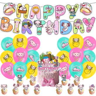 Pink Cheetah Print Birthday Party Decorations Kit - Banner, Hanging Swirls, Stickers