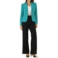 thumbnail image 3 of INSPIRE CHIC Women's Work Blazer Lapel Collar Long Sleeve Jacket Suit Blazer M Teal, 3 of 7