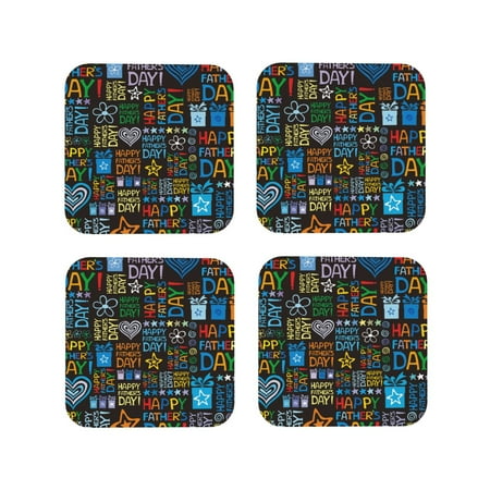 

Leather Coasters with Heat-resistant for Drinks Happy Father Day Cup Coasters Cup Pad Mat for Tabletop Protection Coffee Table Office Desk and Housewarming Gift