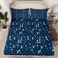 thumbnail image 2 of Starry Sky Bed Sheets Set Galaxy Queen Sheet Set Moon and Sun Sheets Dreamy Night Stars Flat Fitted Sheet, 2 of 6