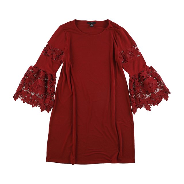 Alfani Robe Ligne A à Manches en Dentelle pour Femmes, Rouge, 6