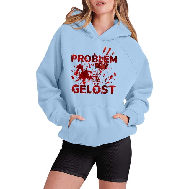 WEAIXIMIUNG Chandails en Molleton Mignons pour Femmes Preppy Chandail à Capuchon Imprimé Manches Longues Pull Décontracté pour Automne Hiver