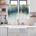 thumbnail image 2 of Modern Teal Gold Kitchen Curtains Short 54 Inch Length, Abstract Geometric Lines Grommet Top Bedroom Living Room Curtains, Light Filtering Cafe Curtain Drapes 2 Panels Set 84''x54'', 2 of 9