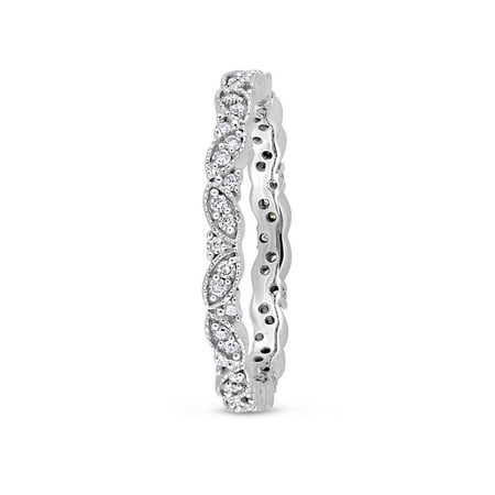 1/4 Carat T.W. Diamond 14k White Gold Vintage Leaf Stackable Ring