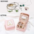 thumbnail image 2 of Travel Jewelry Case Organizer for Girls Women, Mini Letter Portable Jewelry Box, Small Jewelry Storage Holder for Stud Earrings, Rings, Necklaces, 2 of 6