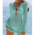 thumbnail image 2 of Women's Summer Swimsuit Cover Up Elegant Crochet Beach Dress with Keyhole Front Long Flare Sleeves Hollow Out Bikini Cover-Up Pullover Alsol Lamesa, 2 of 4