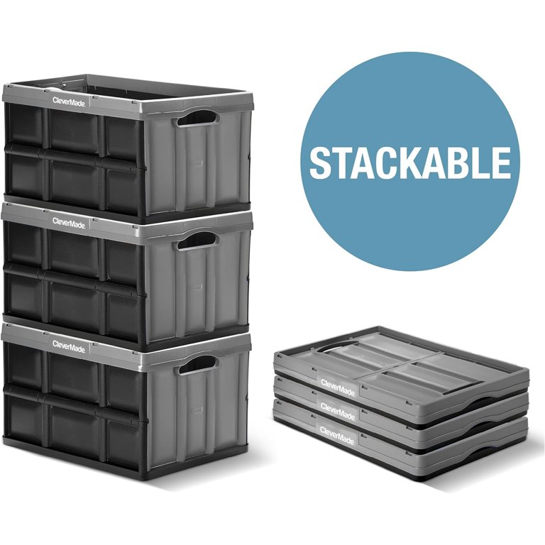  Collapsible Instant Crate Lidded Storage Bins Large