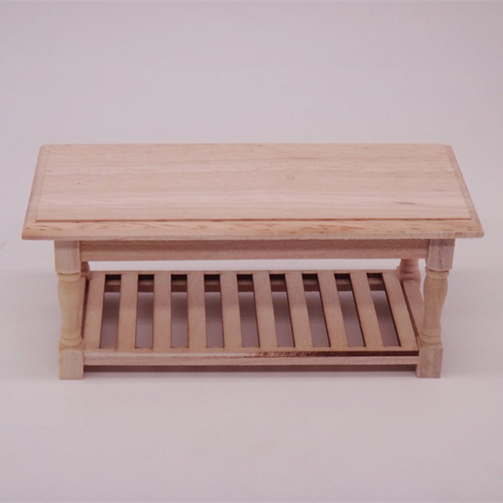 1/12 Wooden Miniature Blank Tea Table Furniture Model DIY Dollhouse Accessory.H5 