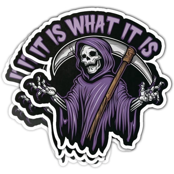 (3Pcs) It is What it is Decal, Skull Bumper Stickers for Cars, it is What it is Bumper Sticker Vinyl, Skull Coming Sticker Decal Vinyl - Stickers for Laptop Water Bottle Phone Car Window Helmet 3"