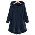 thumbnail image 2 of Womens Cardigan Plus Size Button Plush Tops Hooded Loose Cardigan Wool Coat Winter Jacket Navy Xl, 2 of 5