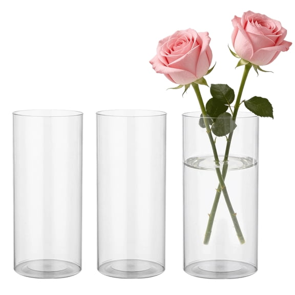 3PCS Acrylic Cylinder Vases, 3.9" x 7.9" Clear Vases for Centerpieces, Unbreakable Elegant Flower Vase Set, Versatile Decorative Vases for Home, Wedding, Events Decor