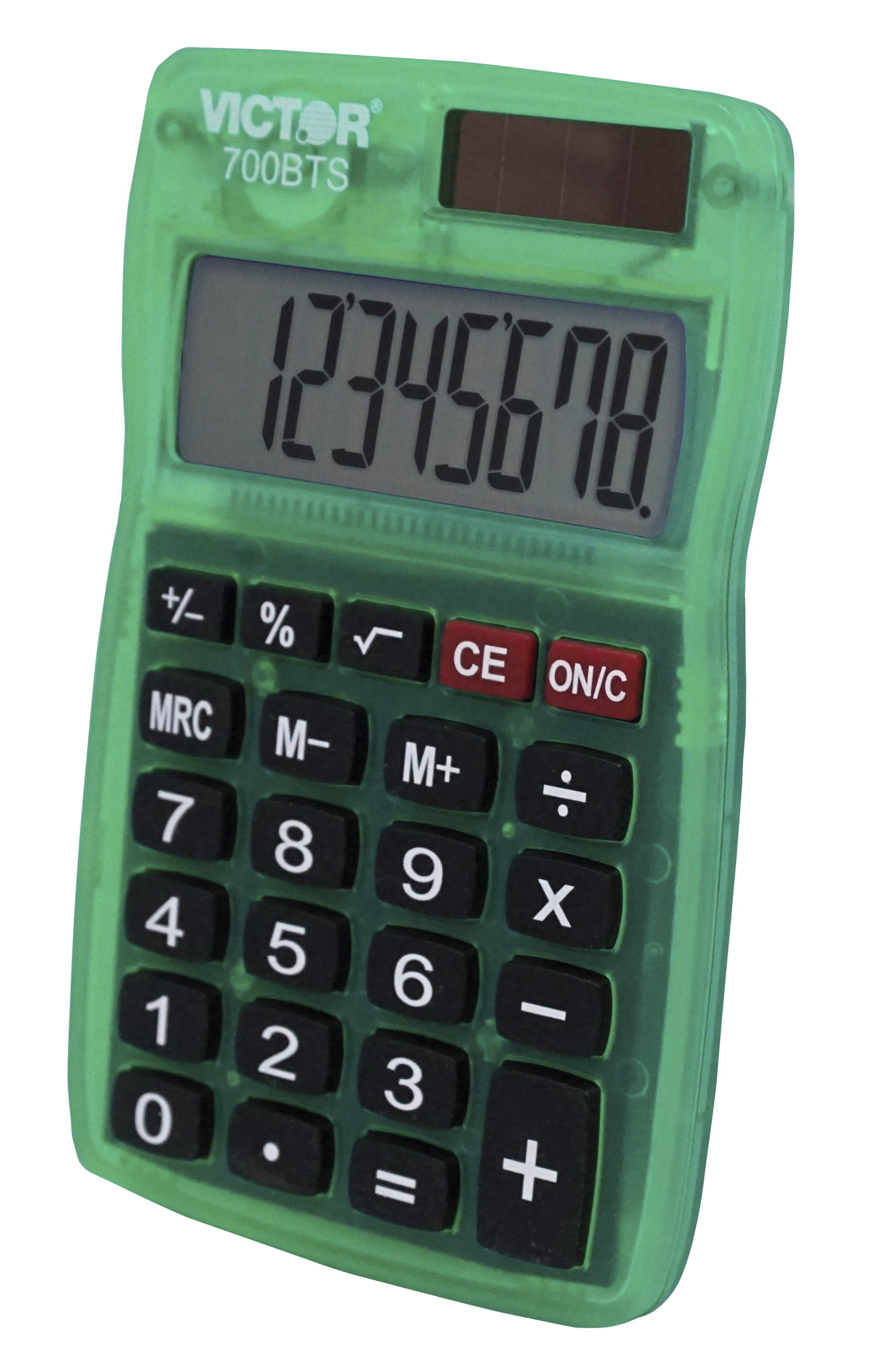 Victor Technology 700BTS 8-Digit Solar/Battery Pocket Calculator, Assorted Translucent Colors