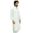 thumbnail image 3 of Atasi Men's Plain Ethnic White Dupion Long Shirt Summer Casual Kurta-XX-Large, 3 of 7