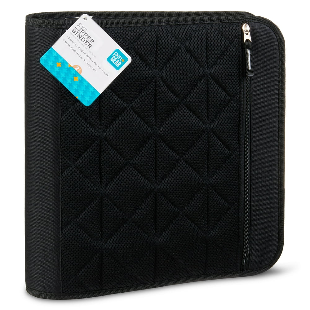 Pen + Gear Quilted Sport Mesh 2" Zipper Binder, 3 Ring Type, 2" Round