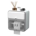 thumbnail image 2 of Paokuoon Roll Paper Dispenser Adjustable Toilet Paper Holder Serrated Outlet Storage Drawer Roll Organizer with Visible Window, 2 of 6