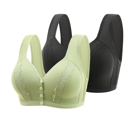 Dazajoo 2 PCs Womens Wireless Bralette Women Plus Size Seamless Bra No Wire Support Bras Soft Cup Underwire Bras for Women Green 46