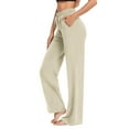 thumbnail image 3 of TYGHBN Women Wide Leg Pants Woman Drawstring Baggy Sweatpants High Waisted Pants with Pockets Loose Trouser Yoga Pants Running Pants in Bulk Romper for Women Casual Pants Petite Dress Pants for Women, 3 of 6