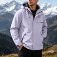 thumbnail image 5 of Mens Waterproof Jacket Hooded Windproof Zipper Drawstring Outdoor Jacket With Pocket Solid Color Lightweight Winter Fall Windbreaker Outerwear, 5 of 9