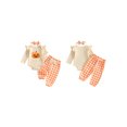 thumbnail image 2 of Cjfdfynewborn Baby Girl Halloween Outfit Pumpkin Ghost Embroidered Romper Plaid Pants And Bow Headband Three Piece Set Infant Cute My First Halloween Fall Winter Outfit, 2 of 9